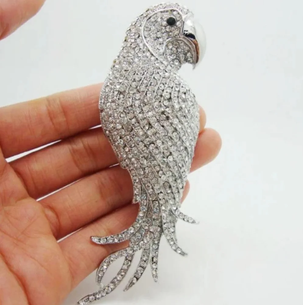 Sparkling Rhinestone Parrot Brooch pin - Picture 6 of 6